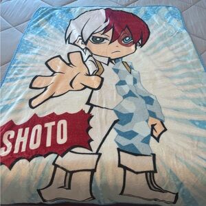 Anime Character Fleece Blanket - Red, White, Blue